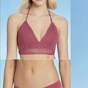 Shade & Shore Crochet Bikini Top Mauve Size 34DD